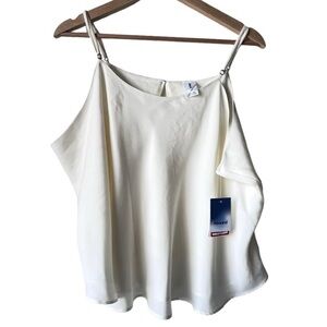 Women's Abound White Cream crop top light fabric fresh casual bik sleeveless 2X.